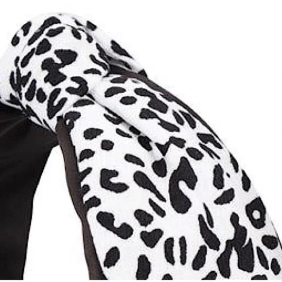 1 LEFT! Leopard Printed White Black Top Knot Soft Fall Headband Women’s - Picture 2 of 3
